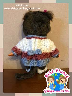 kiki Monchhichi handmade fait main knitting tricot manteau coat doll poupée