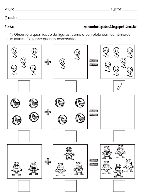 Atividades de matemática para o 1° ano fundamental