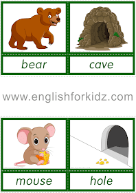 Animal homes and habitats flashcards for ESL students