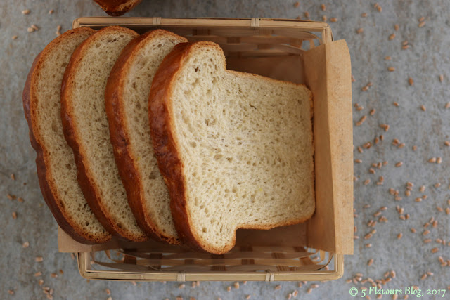 Freshly Baked Sandwich Bread Slices, Overhead View