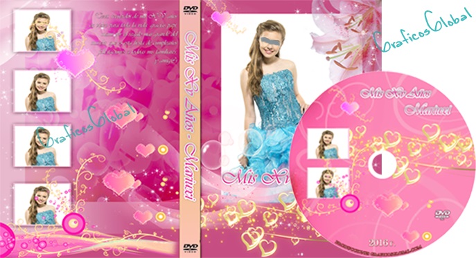 portada para dvd de xv años en psd color rosado