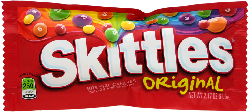 A small pack of candy nothing that would melt more like Skittles or 