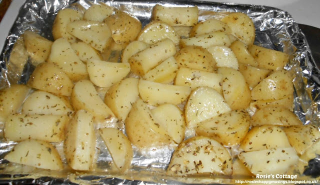 Easiest Ever Homemade Potato Wedges: Place the potato wedges onto a baking tray and CAREFULLY place into the oven.