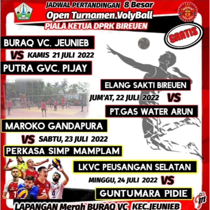 Dijadwalkan 21 Juli 2022! Turnamen Volley Ball Piala Ketua DPRK Bireuen Cup I Sediakan Tiket Masuk Gratis