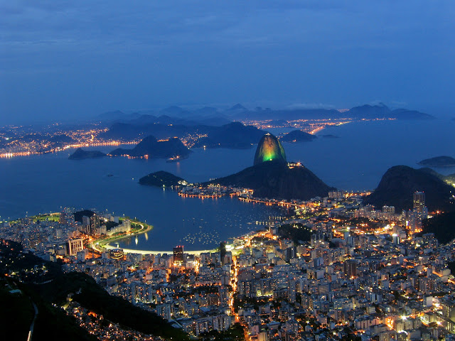 brasil, brazil, rio de janeiro, city at night, sea, view, hd, hq, panoramic view