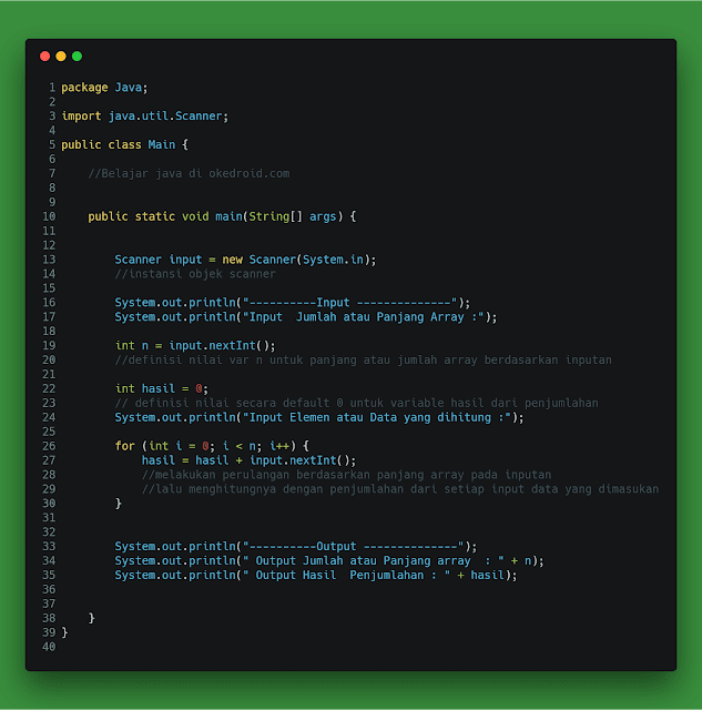 Contoh Program Hitung Inputan Jumlah Array java