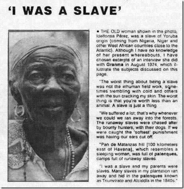 Idelfonsa Perez, a Yoruba slave that recounted her experience in Cuba in the 1800s