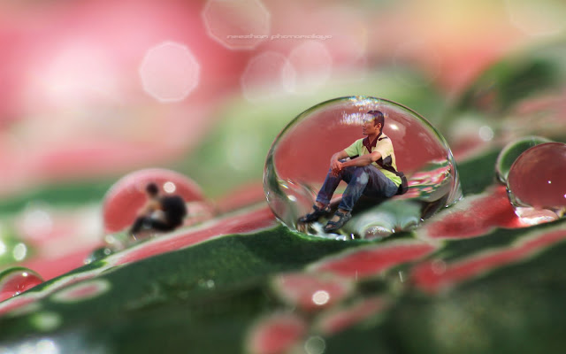 Trapped in a water drop - photo manipulation