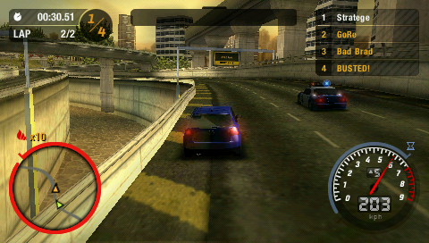 need for speed most wanted 5-1-0 psp screenshot police chasing