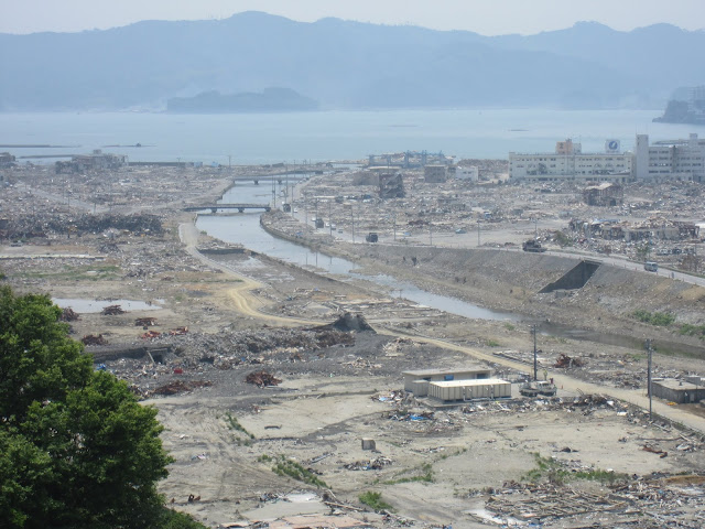 Overview shot of Minamisanriku, northern Honshu, showing the destruction from the 2011 Japan tsunami (Credit Dave Tappin).
