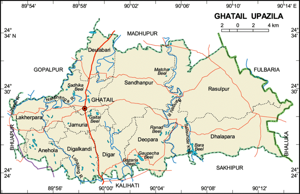 district maps of bangladesh. Tangail District Map