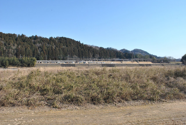 辰ノ口江堰久慈川右岸から見るキャンプ場