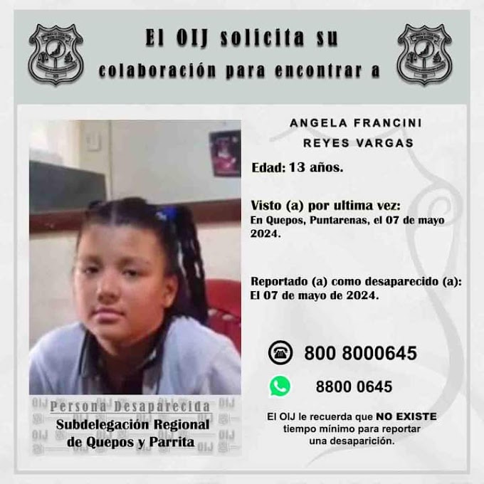Parrita,Puntarenas: Buscan a joven desaparecida 