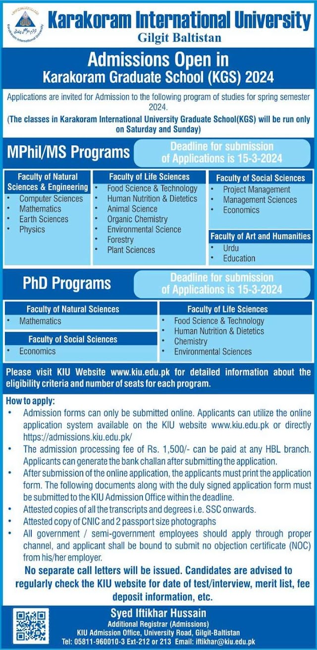 Admission Open at Karakoram International University 