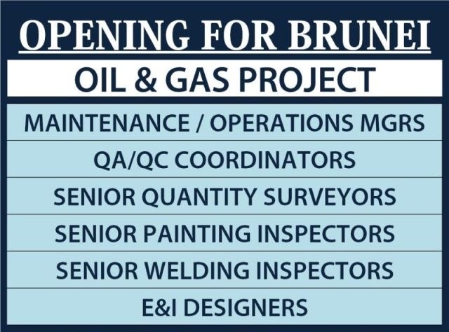 Brunei job vacancies for Oil & Gas Project