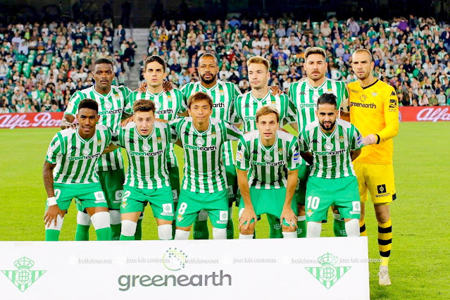 REAL BETIS BALOMPIÉ. Temporada 2018-19. William Carvalho, Marc Bartra, Sidnei, Loren, Javi García y Pau López. Júnior, Francis, Inui, Canales y Boudebouz. REAL BETIS BALOMPIÉ 0 REAL VALLADOLID C. F. 1. Domingo 21/10/2018, 20:45 horas. Campeonato de Liga de 1ª División, jornada 9. Sevilla, estadio Benito Villamarín. GOLES: 0-1: 35', Antoñito.