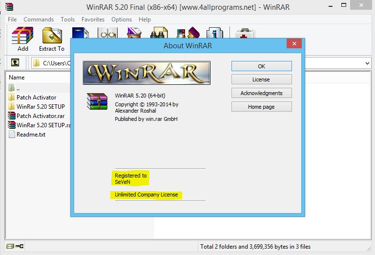 winRAR Version Number