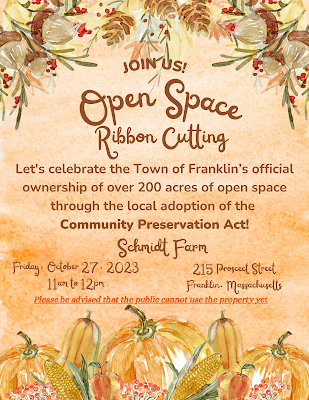 Open Space Ribbon Cutting at Schmidt Farm scheduled for Friday, Oct 27, at 11 AM