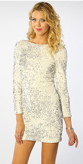 Motel Gabby Sequin Back Dress (White)