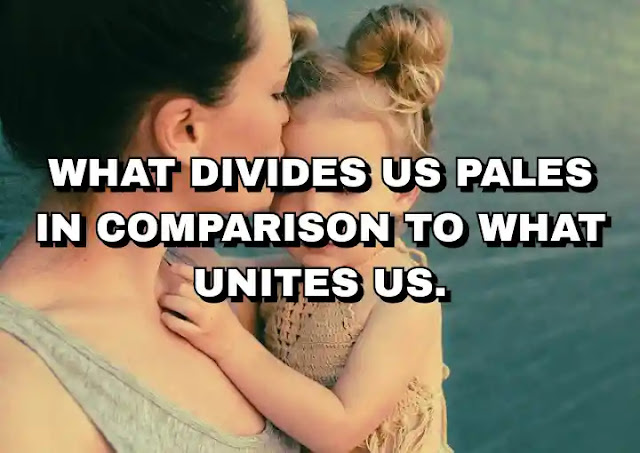 What divides us pales in comparison to what unites us. Ted Kennedy