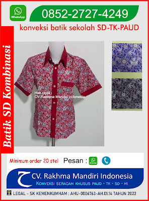 Jual seragam batik sekolah Harga Terbaik & Termurah 2024 desain lengan pendek warna merah kombinasi polos