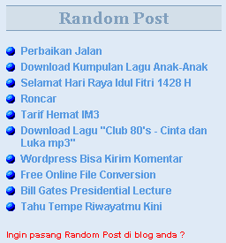 Cara Membuat Random Post di Sidebar Blog