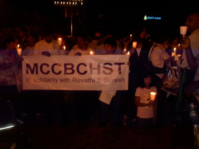 candlelight vigil for Revathi and for Malaysia