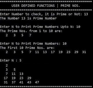 Program to print Prime Number, Upto N Prime Numbers, First N Primes Numbers, Prime Pattern in C++