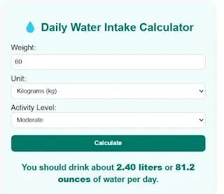 DAILY WATER INTAKE CALCULATOR