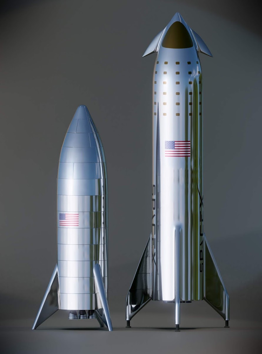 SpaceX Starhopper and Starship model comparison by Kimi Talvitie
