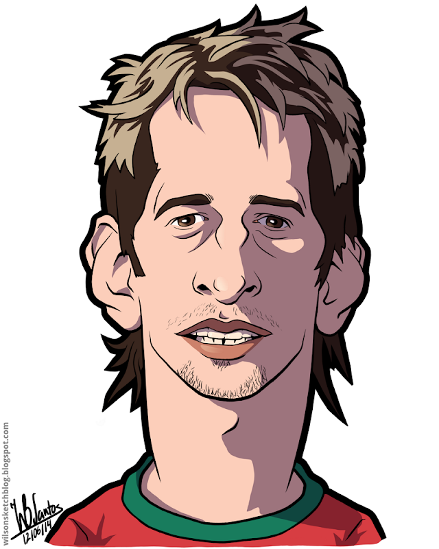 Cartoon caricature of Fábio Coentrão.