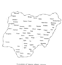 Nigeria map showing various ethnic groups and their location