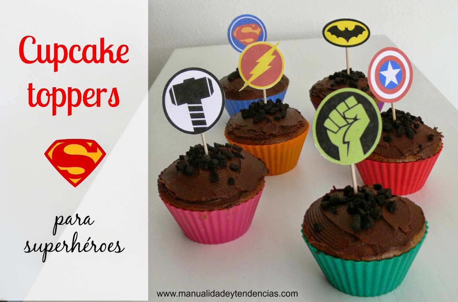 Cupcake toppers de superhéroes gratis