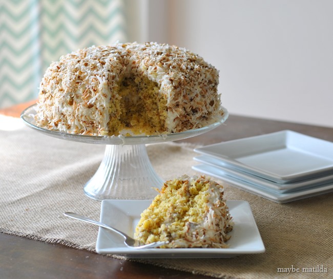 Coconut Pecan Cake with Cream Cheese Frosting // www.maybematilda.com