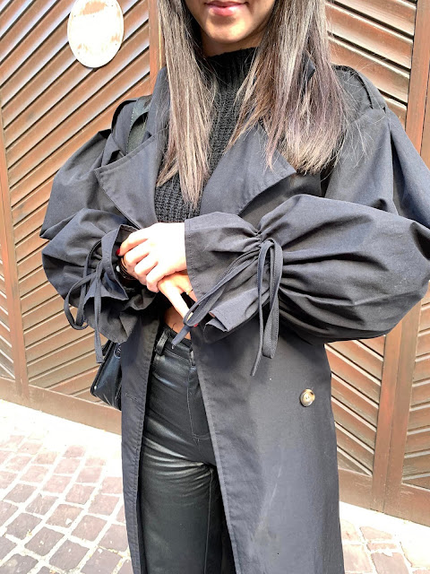 voluminous sleeves on trench coat