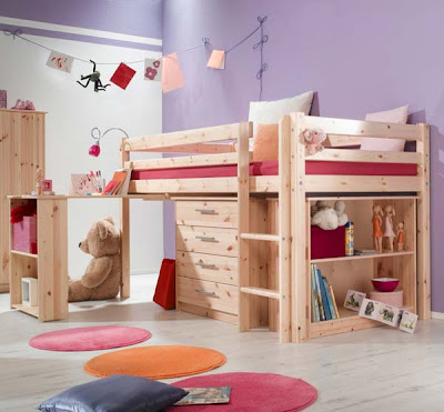 Pull   on Minnie Natural Midsleeper Bed With Pull Out Desk  4 Drawer Chest And