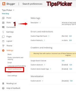 seo setting in blogger