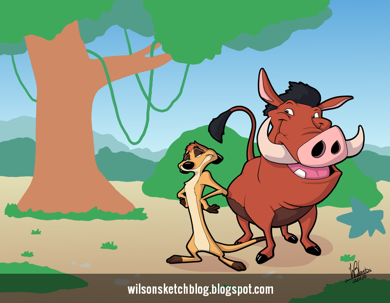 Cartoon of Timon and Pumbaa from The Lion King.