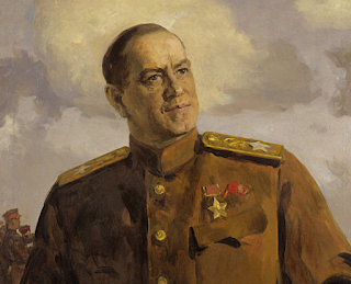 Picture of Marshal of the Soviet Union Georgy Konstantinovich Zhukov. Craftsman P.V. Malkov. 1943. 