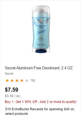 Cheap Secret Deodorant CVS Deals