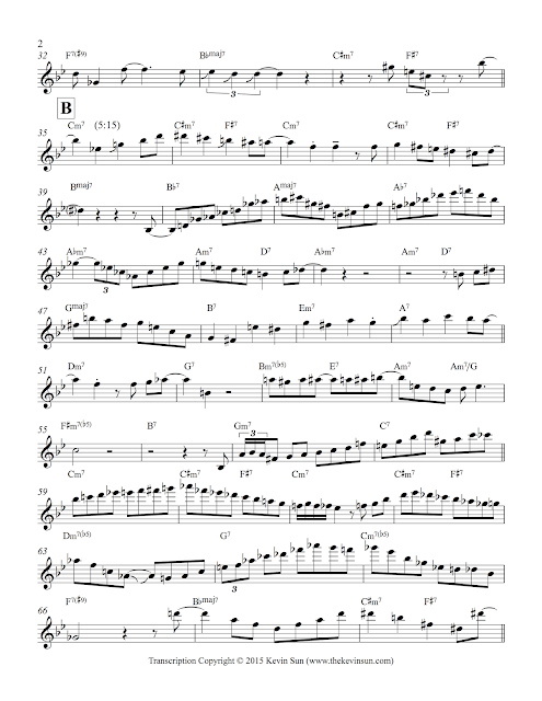 Mark Turner Solo Transcription "Along Came Betty" (Bb) by Kevin Sun, Germany 2014 – Page 2