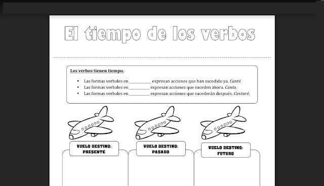 Ficha Recortable para Trabajar los Tiempos Verbales PDF