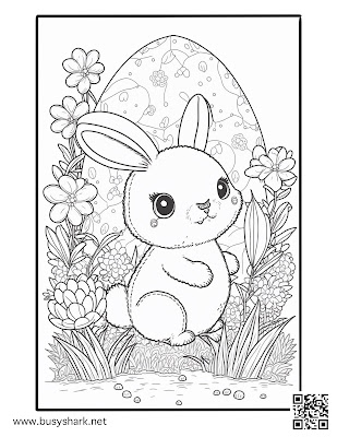 Celebrate Easter with these adorable bunny coloring pages! Each of the four pages features a cute and fluffy Easter bunny surrounded by Easter eggs, flowers