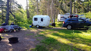 Our U-haul CT-13 Fiberglass Camper at Prince Edward Island National Park (Canada).