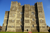 Keep built 12th Century by Henry II's Norman architect, Maurice the Engineer (mason), with corner towers and pilaster buttress. English Heritage, Listed building. Medieval Royal Palace of King's Hall, King's Chamber, Guest Hall, and Guest Chamber. View from King's Gateway.