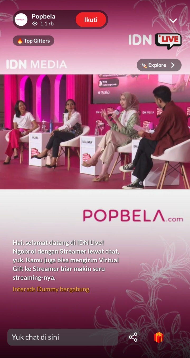 Live streaming popbela di idn app