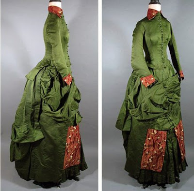 1884 2piece Brocade and Taffeta Afternoon Bustle Gown at 