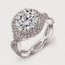 14K Braided Shank Round Diamond Double Halo Engagement Ring