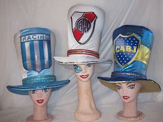 Gorros o Sombreros y Galera en Tela de equipo Boca,River y  de Fútbol, Racing,