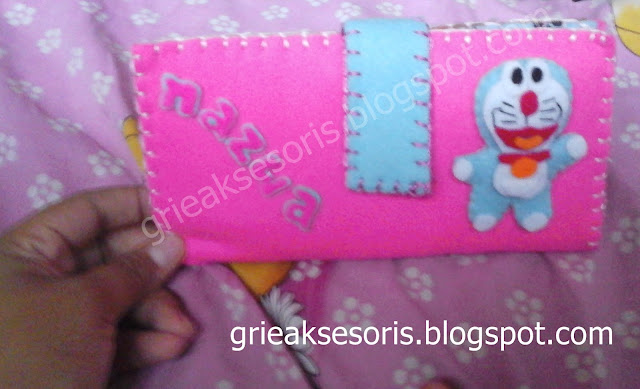 DFP Doraemon,dompet panjang, dompet flanel